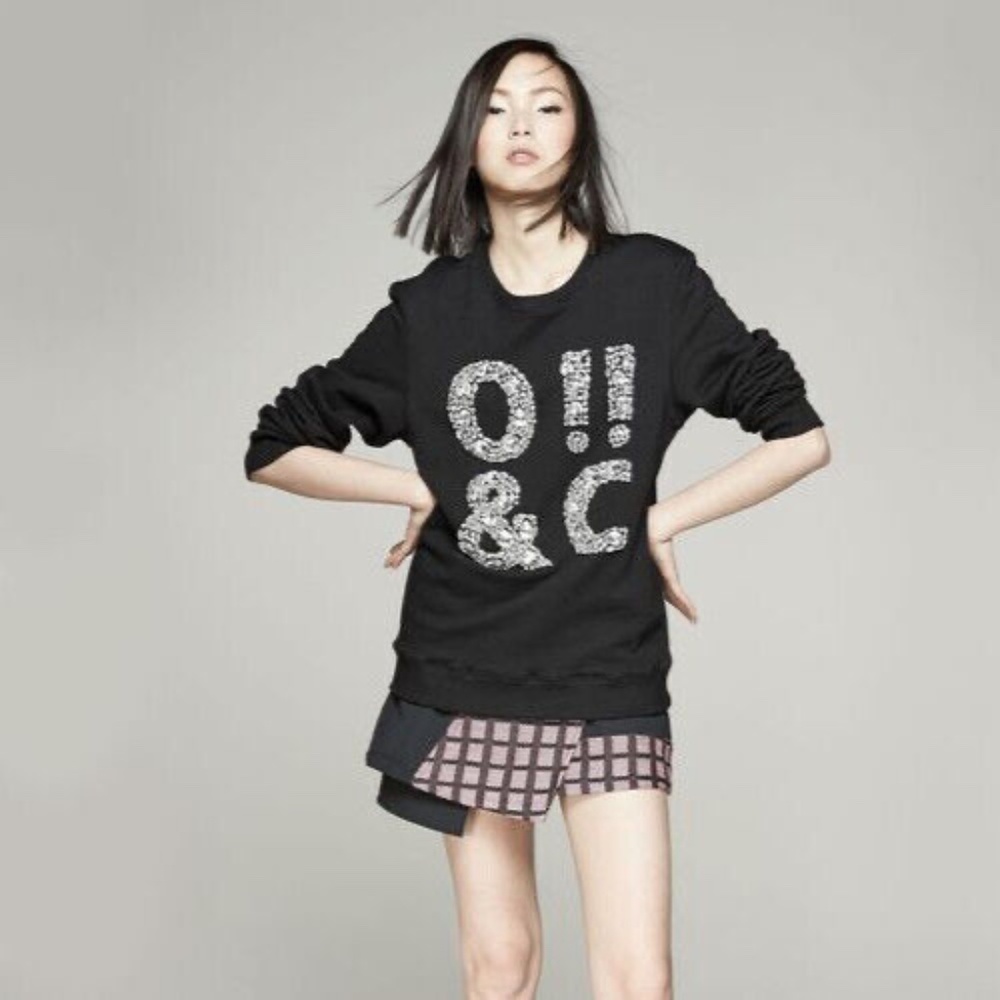 Opening Ceremony Women's ASCII Jeweled Cotton Sweatshirt, Black Size S New